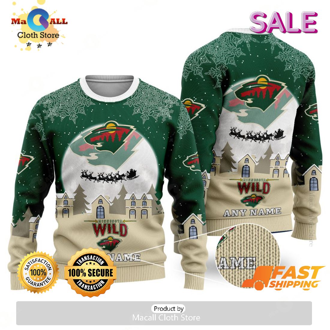 [SALE] NHL Minnesota Wild Special Christmas Ugly Sweater Design