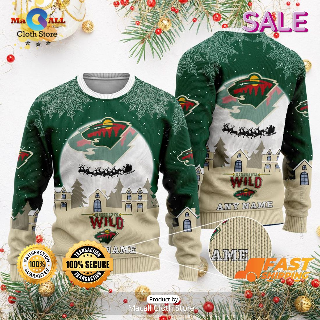 [SALE] NHL Minnesota Wild Special Christmas Ugly Sweater Design