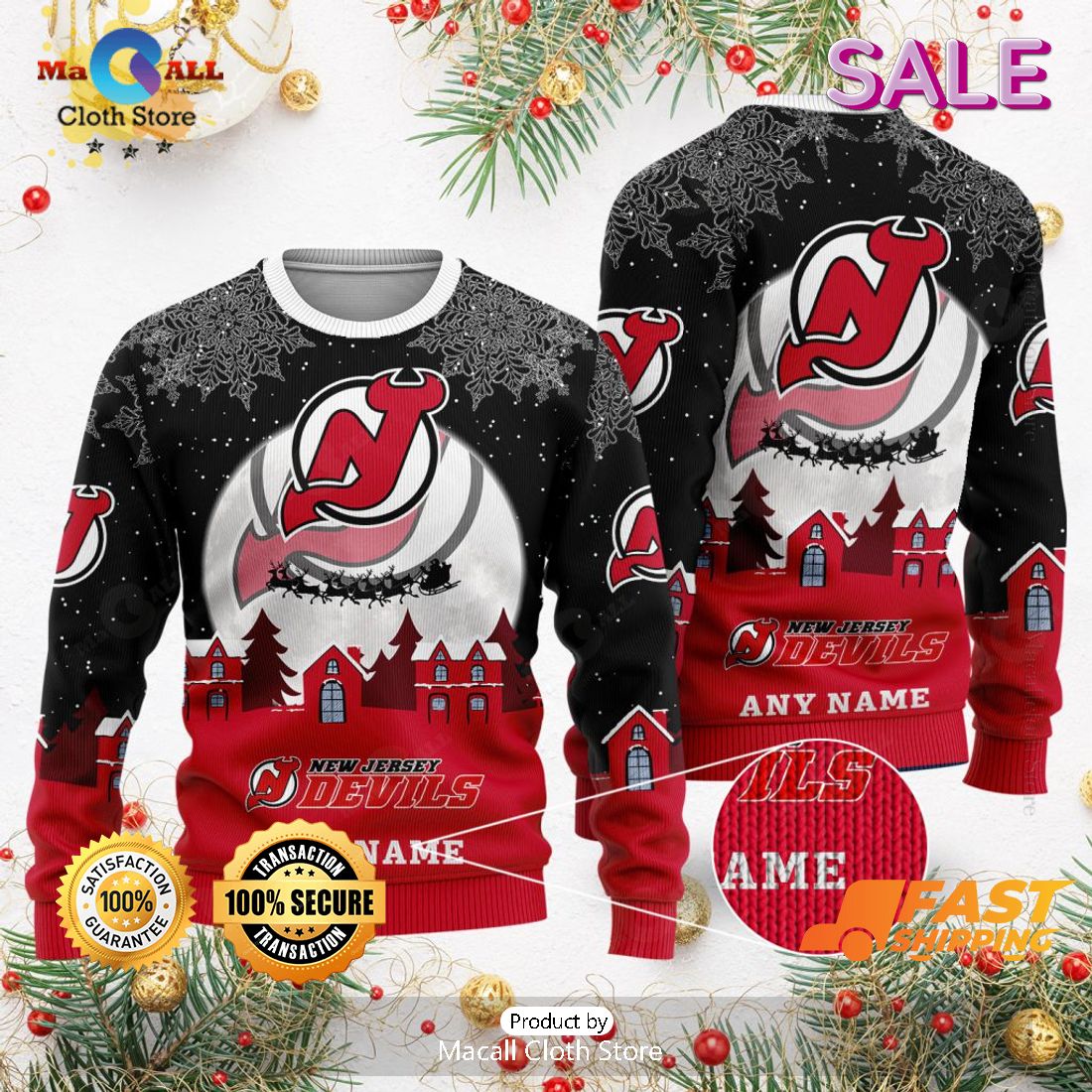 [SALE] NHL New Jersey Devils Special Christmas Ugly Sweater Design