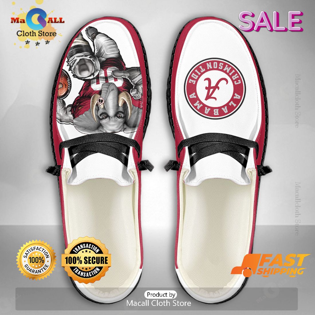 AVAILABLE NCAA Alabama Crimson Tide - Custom Name Hey Dude Shoes AVAILABLE NCAA Alabama Crimson Tide - Custom Name Hey Dude Shoes