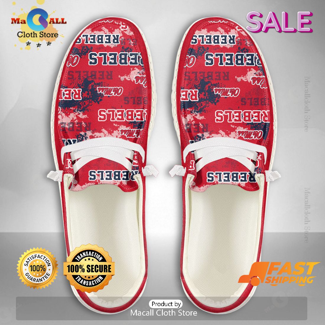 AVAILABLE NCAA Ole Miss Rebels Custom Name Hey Dude Shoes Limited 2024