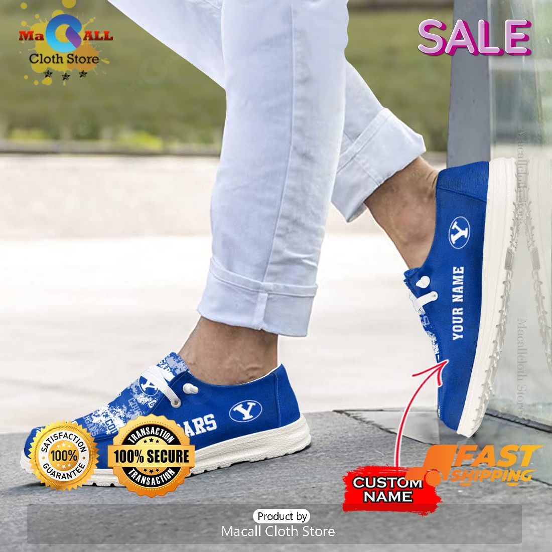 BEST NCAA BYU Cougars Custom Name Hey Dude Shoes BEST NCAA BYU Cougars Custom Name Hey Dude Shoes