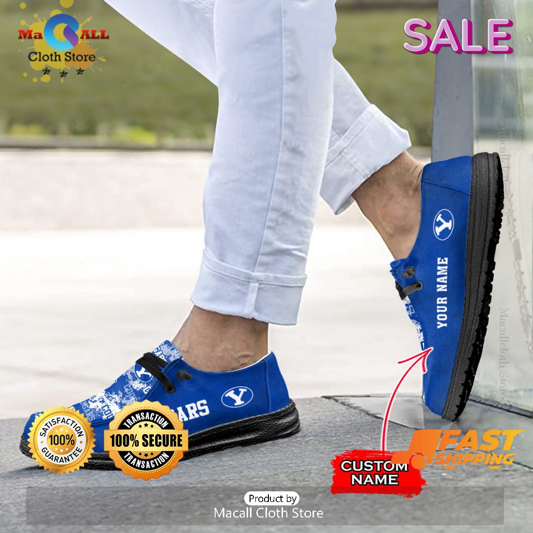 BEST NCAA BYU Cougars Custom Name Hey Dude Shoes BEST NCAA BYU Cougars Custom Name Hey Dude Shoes