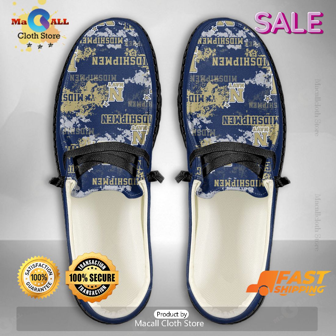 LIMITED NCAA Navy Midshipmen Custom Name Hey Dude Shoes POD Design