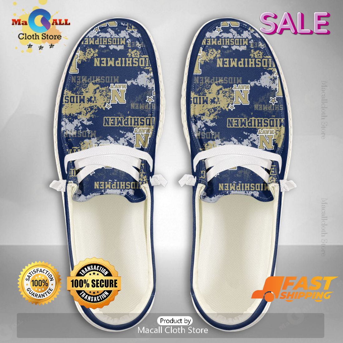 LIMITED NCAA Navy Midshipmen Custom Name Hey Dude Shoes POD Design