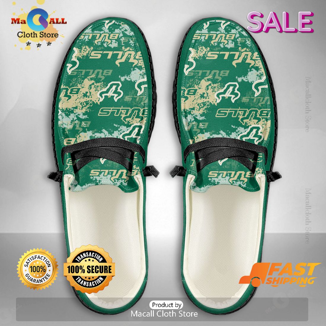 LIMITED NCAA South Florida Bulls Custom Name Hey Dude Shoes LIMITED NCAA South Florida Bulls Custom Name Hey Dude Shoes
