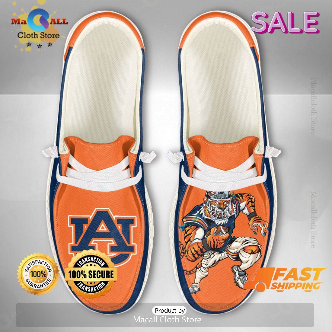 LUXURY NCAA Auburn Tigers – Custom Name Hey Dude Shoes