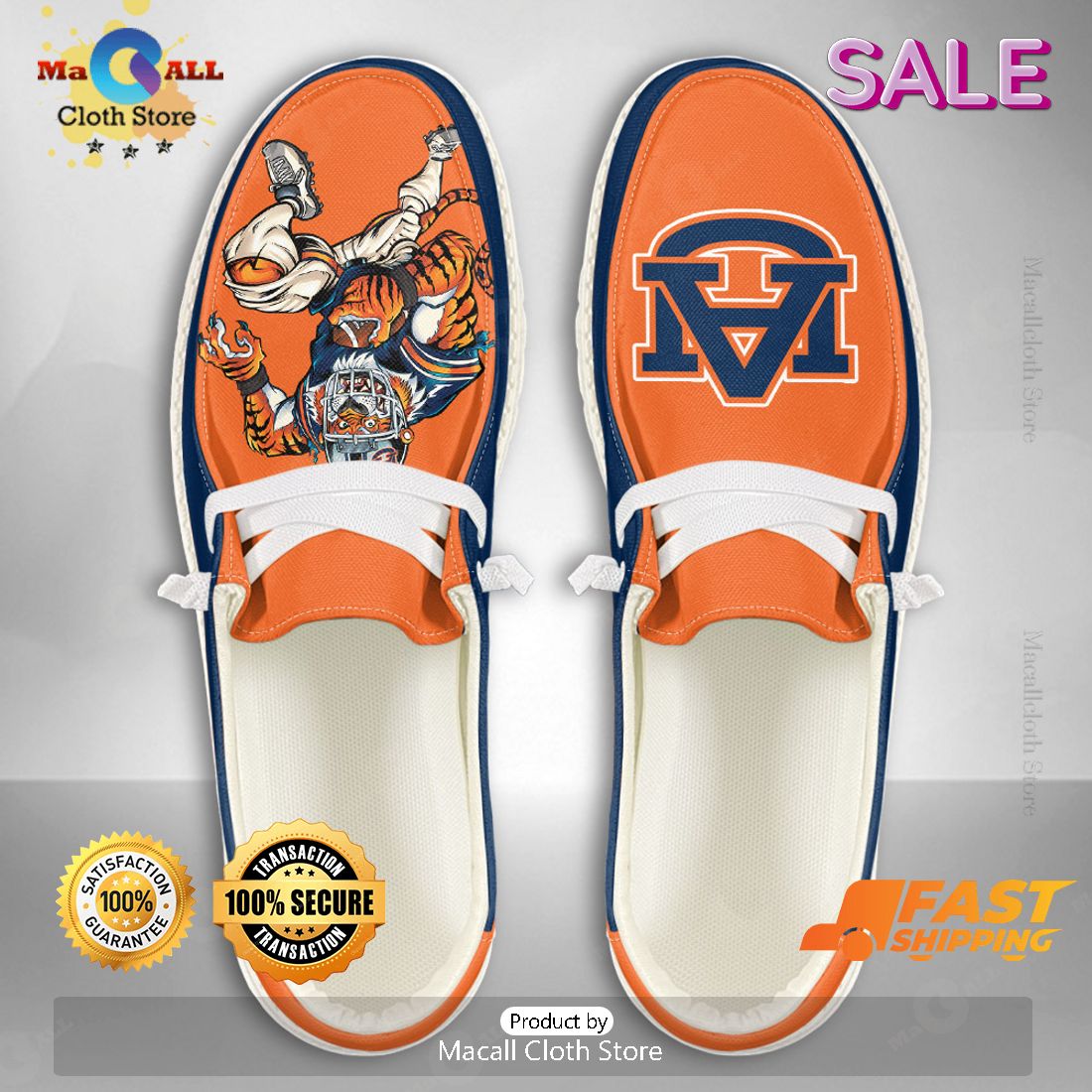 LUXURY NCAA Auburn Tigers – Custom Name Hey Dude Shoes