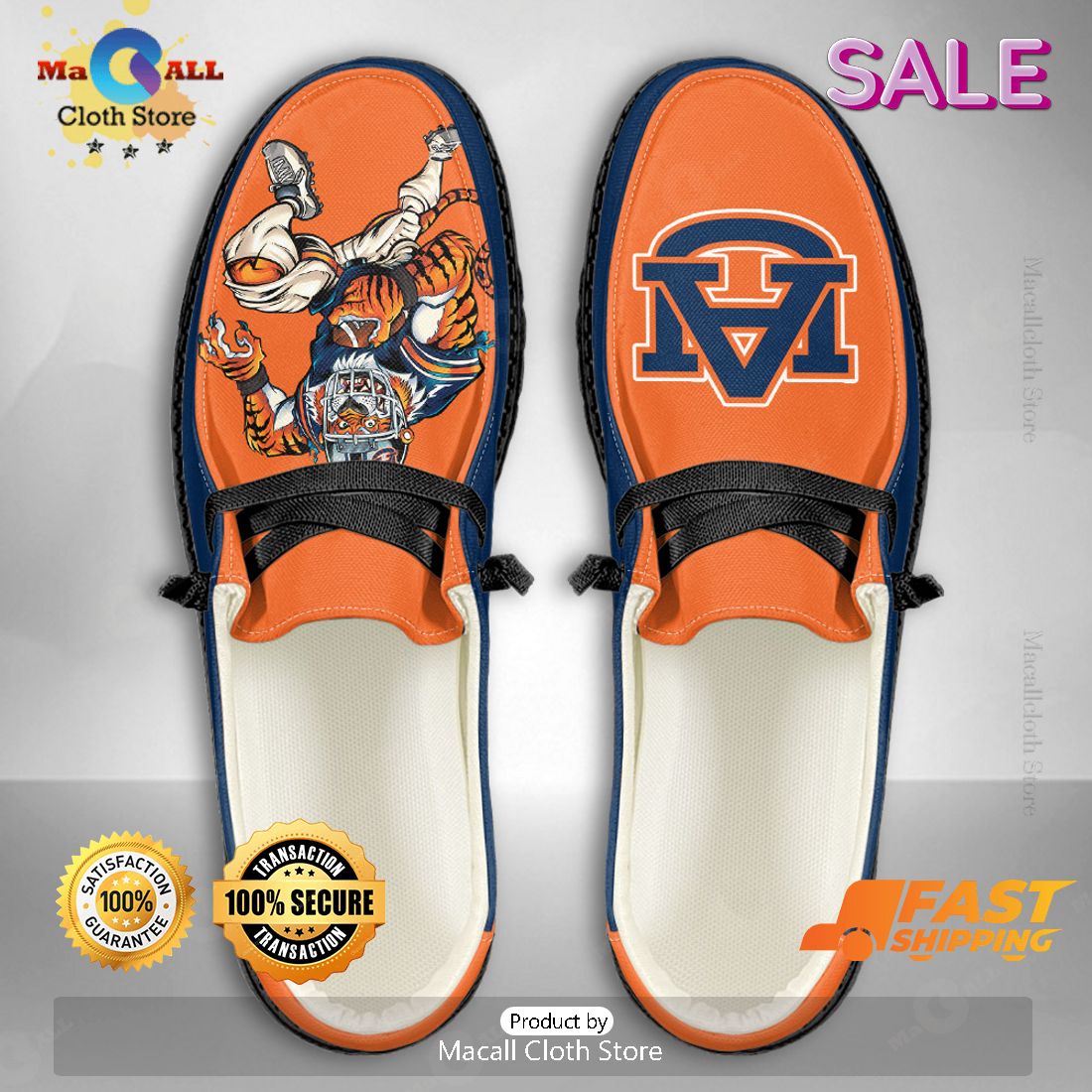 LUXURY NCAA Auburn Tigers - Custom Name Hey Dude Shoes LUXURY NCAA Auburn Tigers - Custom Name Hey Dude Shoes