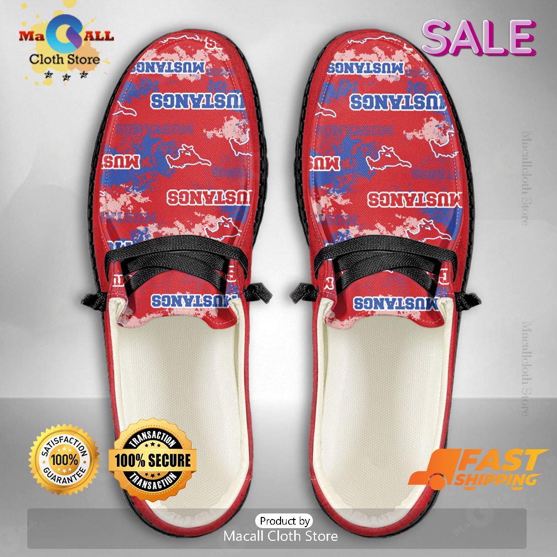 PREMIUM NCAA SMU Mustangs Custom Name Hey Dude Shoes PREMIUM NCAA SMU Mustangs Custom Name Hey Dude Shoes