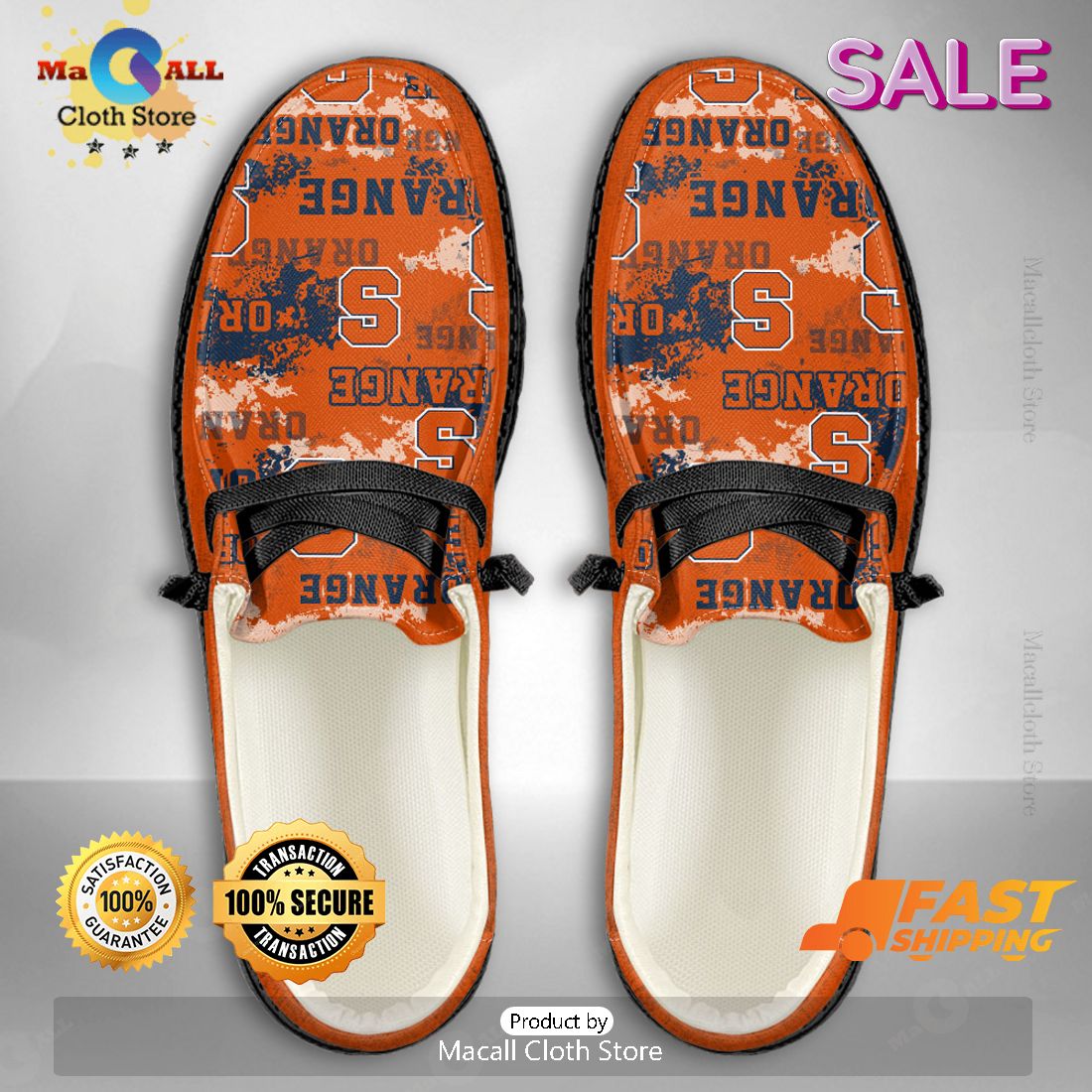 PREMIUM NCAA Syracuse Orange Custom Name Hey Dude Shoes PREMIUM NCAA Syracuse Orange Custom Name Hey Dude Shoes