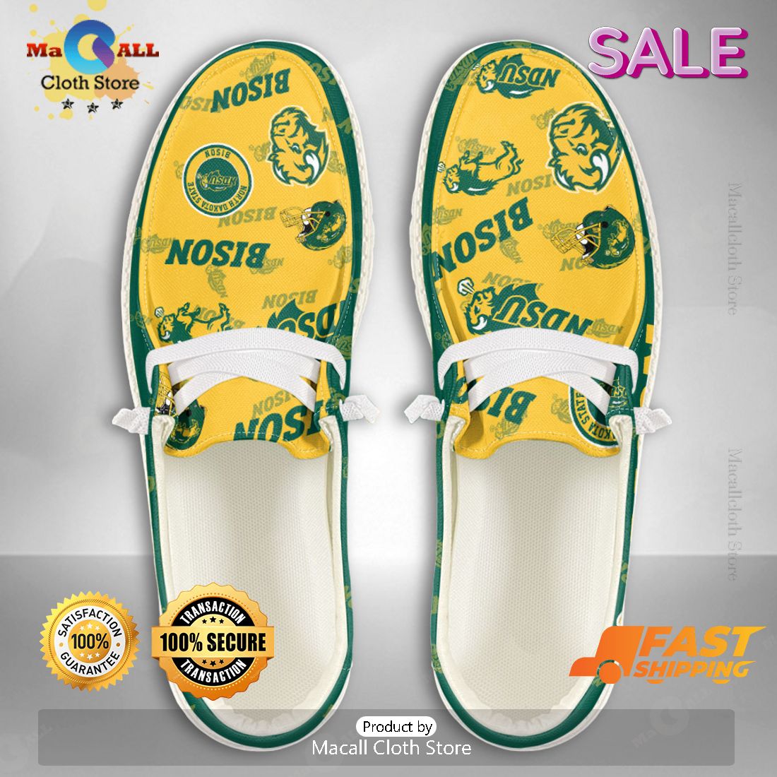 [AVAILABLE] NCAA North Dakota State Bison Custom Name Hey Dude Shoes Luxury Brand