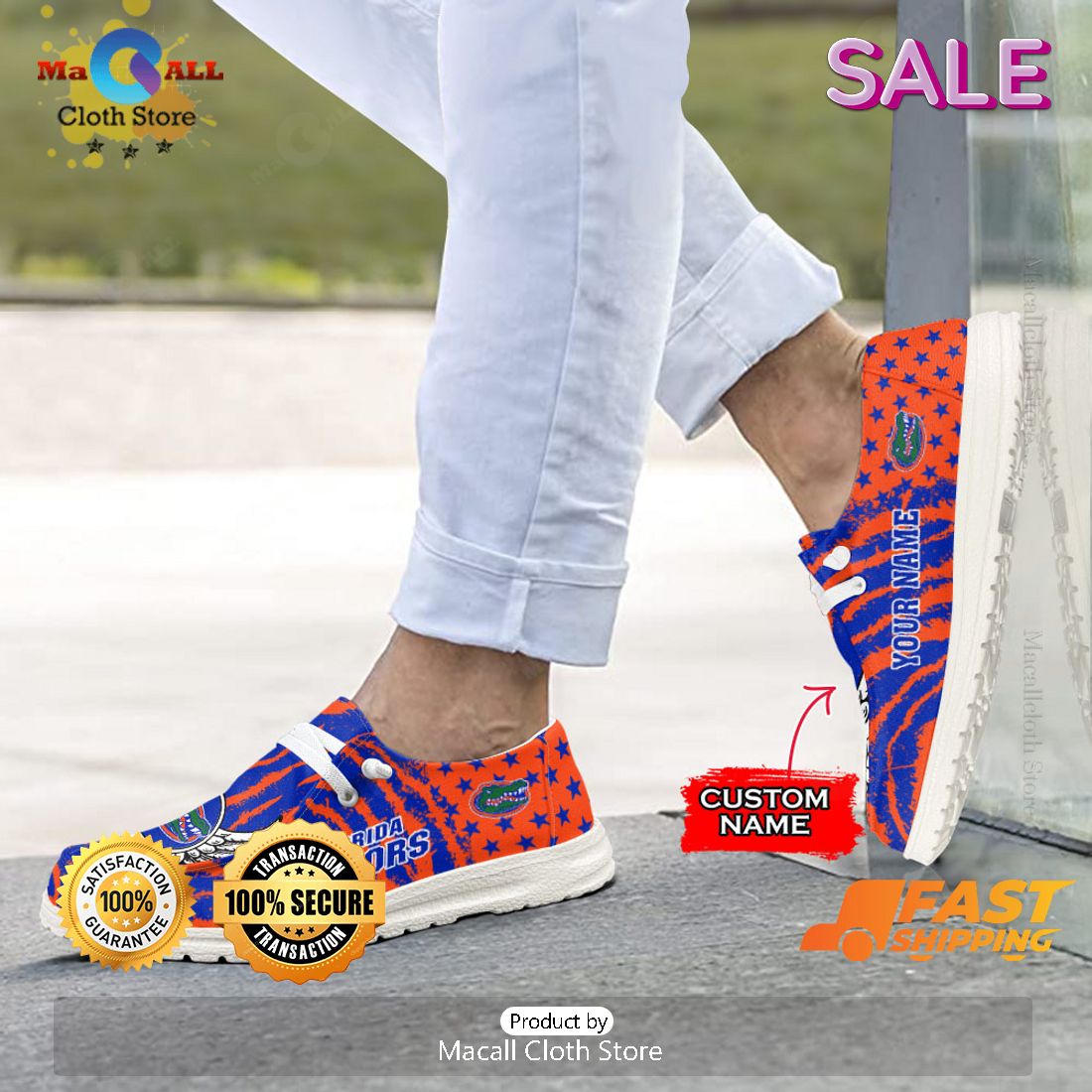 HOT NCAA Florida Gators Custom Name Hey Dude Shoes HOT NCAA Florida Gators Custom Name Hey Dude Shoes