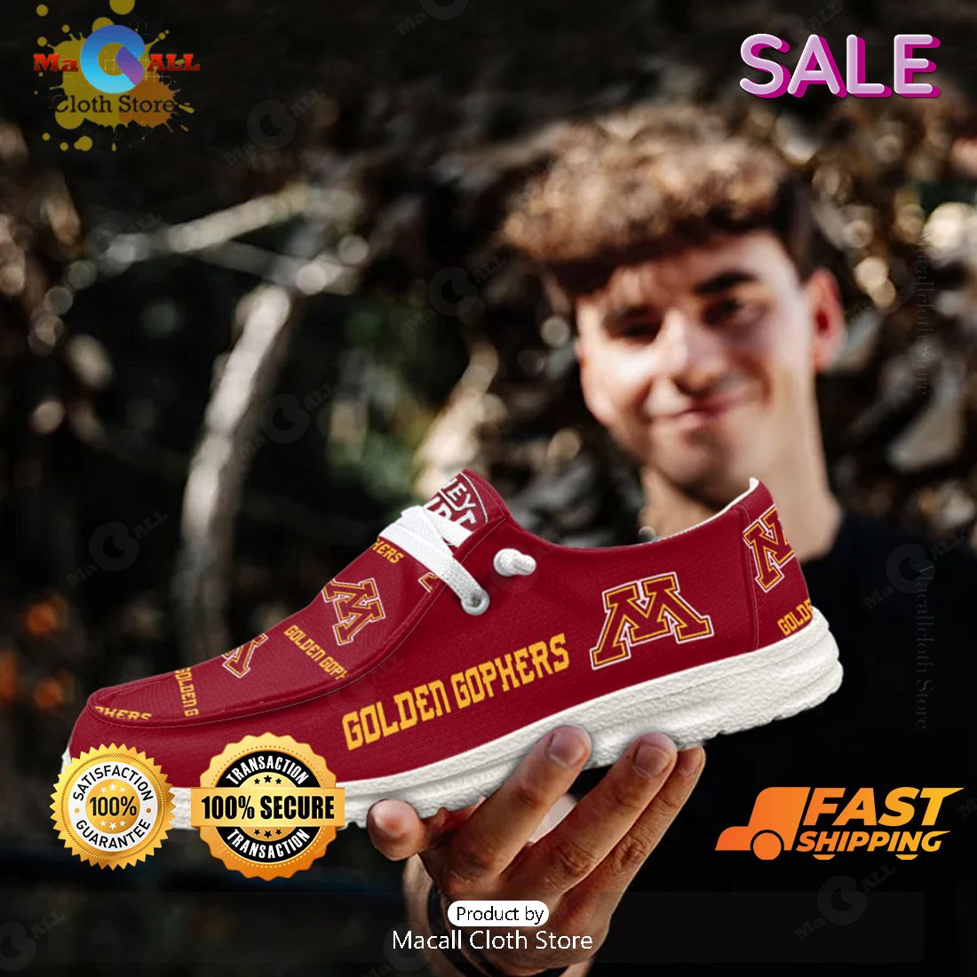 LIMITED NCAA Minnesota Golden Gophers - Custom Name Hey Dude Shoes LIMITED NCAA Minnesota Golden Gophers - Custom Name Hey Dude Shoes