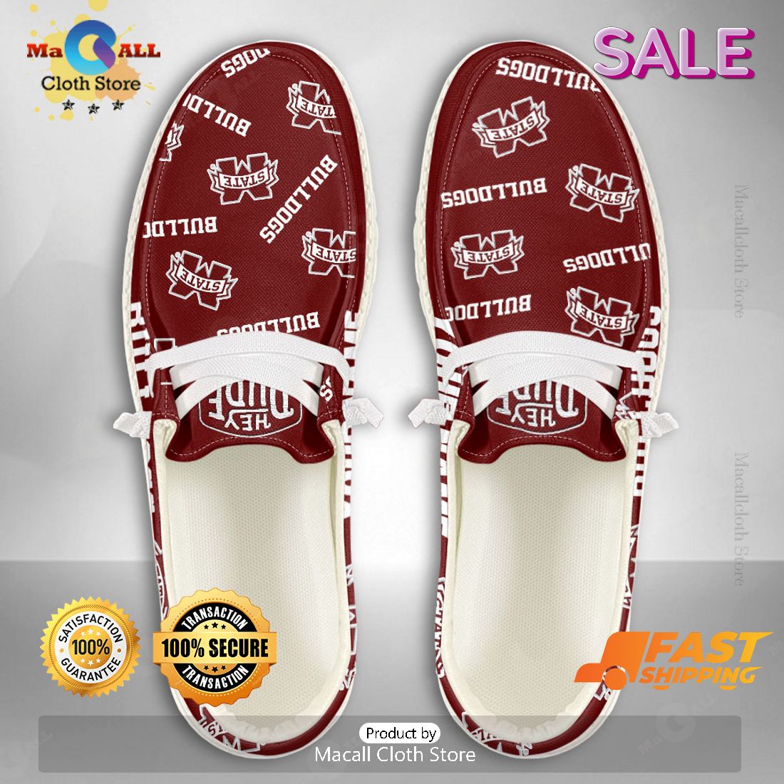 [AVAILABLE] NCAA Mississippi State Bulldogs – Custom Name Hey Dude Shoes Luxury Brand
