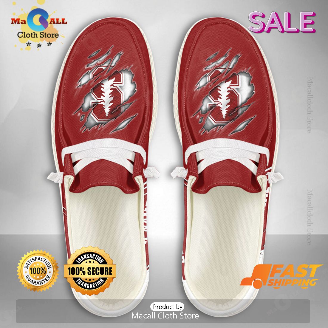 AVAILABLE NCAA Stanford Cardinal Custom Name Hey Dude Shoes POD Design AVAILABLE NCAA Stanford Cardinal Custom Name Hey Dude Shoes POD Design