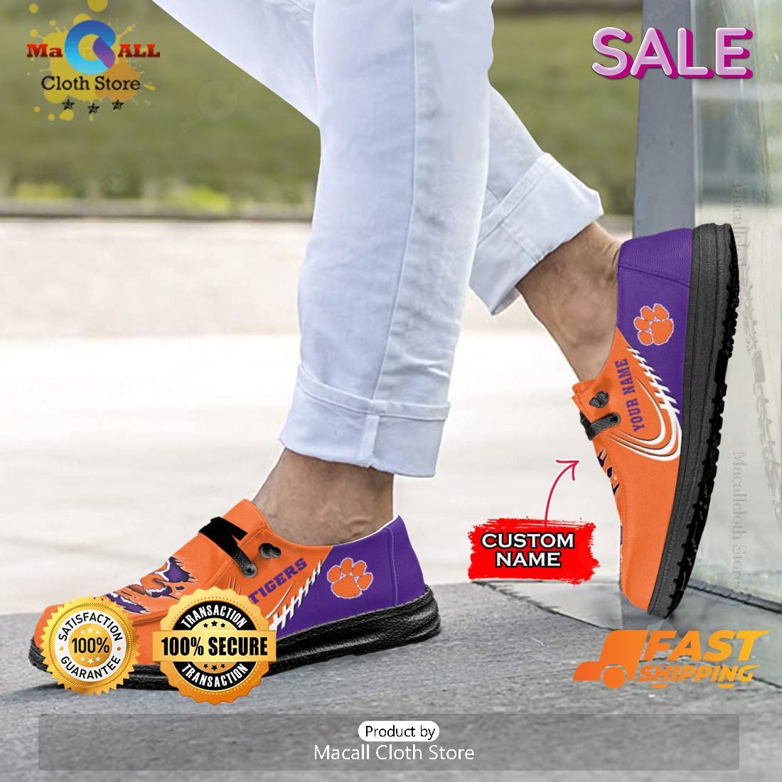 LIMITED NCAA Clemson Tigers Custom Name Hey Dude  Shoes Luxury Brand LIMITED NCAA Clemson Tigers Custom Name Hey Dude  Shoes Luxury Brand