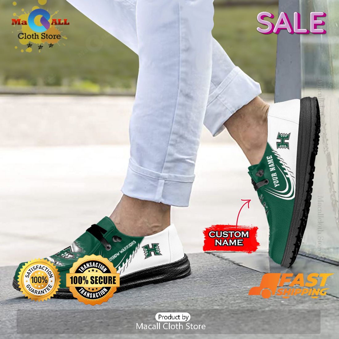 LUXURY NCAA Hawaii Rainbow Warriors Custom Name Hey Dude  Shoes LUXURY NCAA Hawaii Rainbow Warriors Custom Name Hey Dude  Shoes