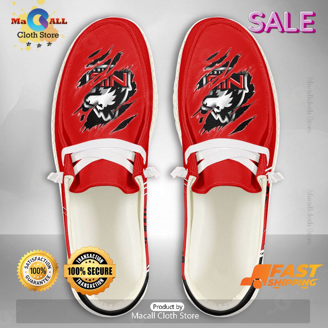 PREMIUM NCAA Northern Illinois Huskies Custom Name Hey Dude Shoes PREMIUM NCAA Northern Illinois Huskies Custom Name Hey Dude Shoes