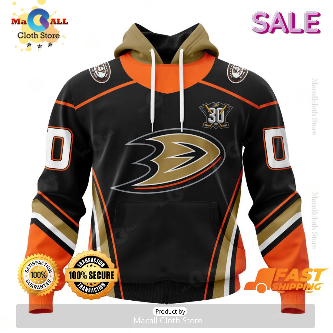 Anaheim Ducks NHL 2023 Personalized Home With 30th Anniversary Logo Hoodie 3D