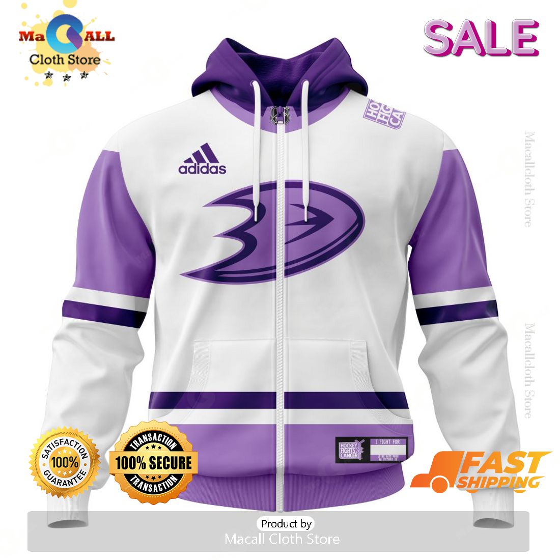 Anaheim Ducks Personalize NHL 2023 Hockey Fight Cancer Hoodie Sweatshirt 3D