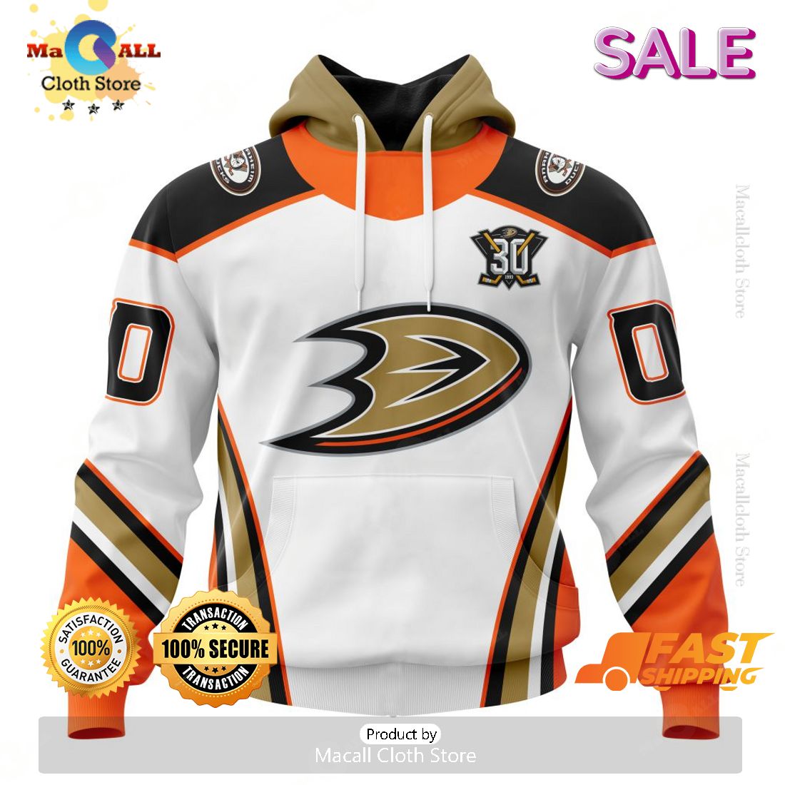 Anaheim Ducks Personalized NHL 2023 Away With 30th Anniversary Logo Hoodie 3D Anaheim Ducks Personalized NHL 2023 Away With 30th Anniversary Logo Hoodie 3D