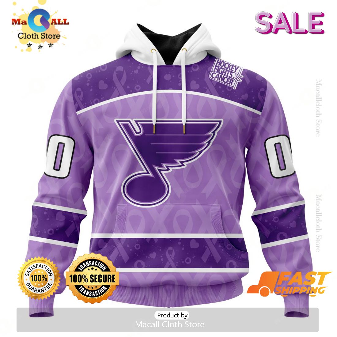 Personalized St. Louis Blues New Lavender NHL Hockey Fight Cancer Hoodie 3D Personalized St. Louis Blues New Lavender NHL Hockey Fight Cancer Hoodie 3D