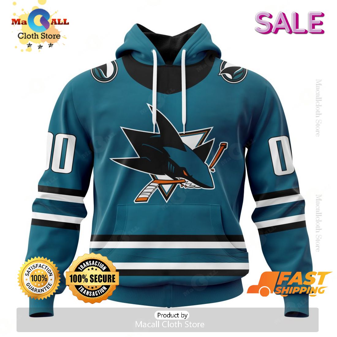 San Jose Sharks Personalized NHL 2023 Home Kits Hoodie Sweatshirt 3D San Jose Sharks Personalized NHL 2023 Home Kits Hoodie Sweatshirt 3D