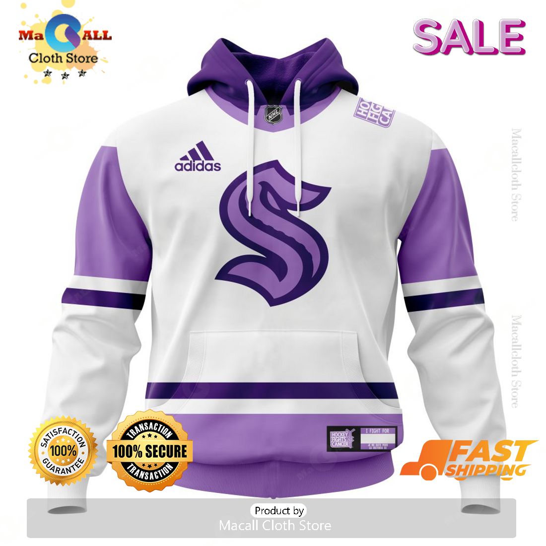Seattle Kraken Personalize NHL 2023 Hockey Fight Cancer Hoodie Sweatshirt 3D Seattle Kraken Personalize NHL 2023 Hockey Fight Cancer Hoodie Sweatshirt 3D