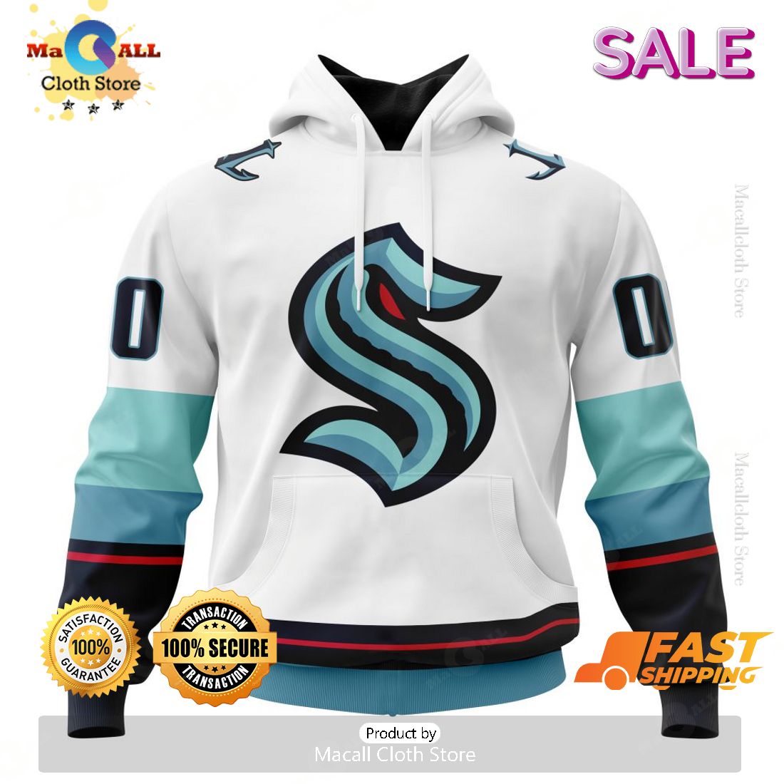 Seattle Kraken Personalized NHL 2023 Away Kits Hoodie Sweatshirt 3D Seattle Kraken Personalized NHL 2023 Away Kits Hoodie Sweatshirt 3D