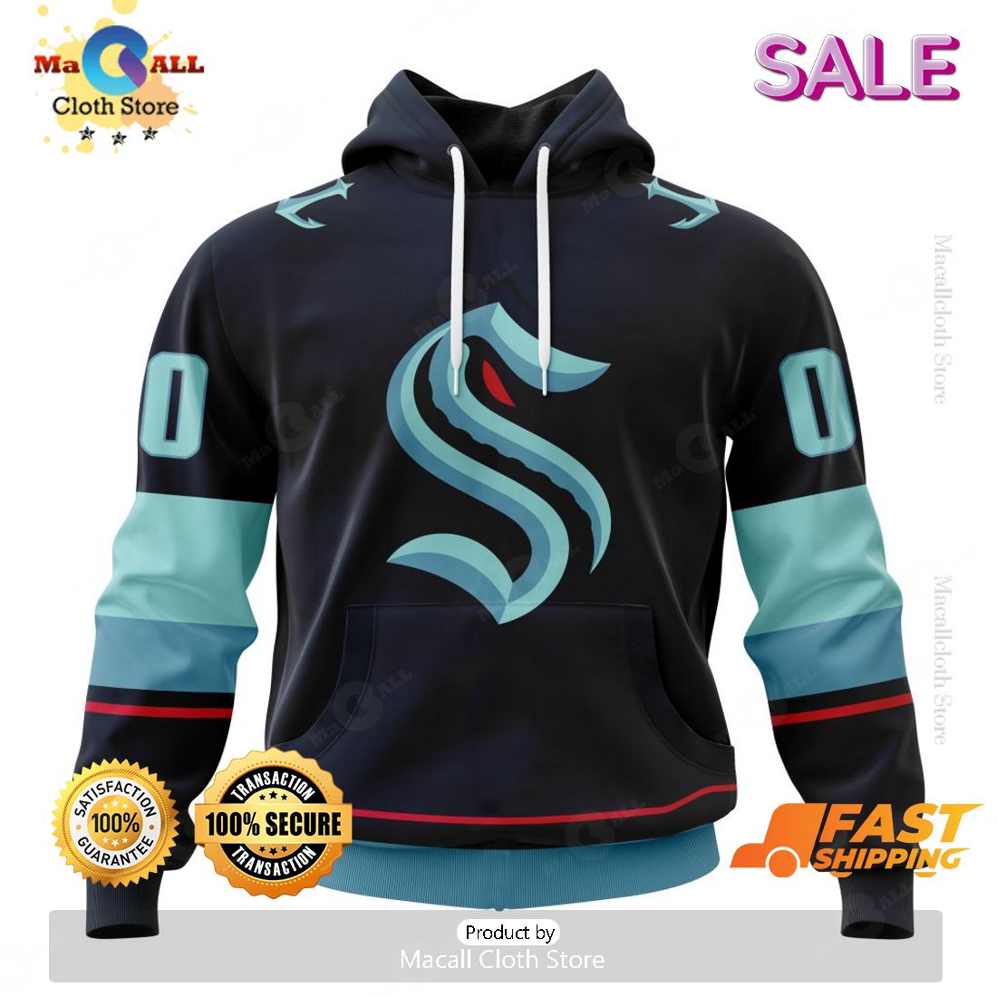 Seattle Kraken Personalized NHL 2023 Home Kits Hoodie Sweatshirt 3D Seattle Kraken Personalized NHL 2023 Home Kits Hoodie Sweatshirt 3D