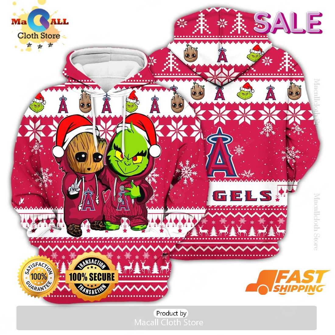 Los Angeles Angels Baby Groot x Grinch Best Friends Football American Ugly Christmas Sweater Los Angeles Angels Baby Groot x Grinch Best Friends Football American Ugly Christmas Sweater