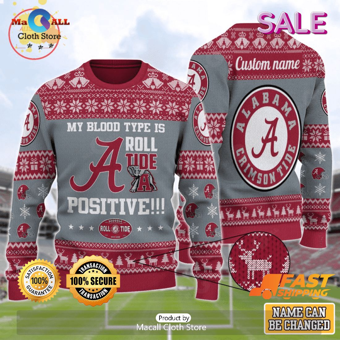 Alabama Crimson Tide NCAA Custom Name Ugly Christmas Sweater, Fandom Gifts Alabama Crimson Tide NCAA Custom Name Ugly Christmas Sweater, Fandom Gifts
