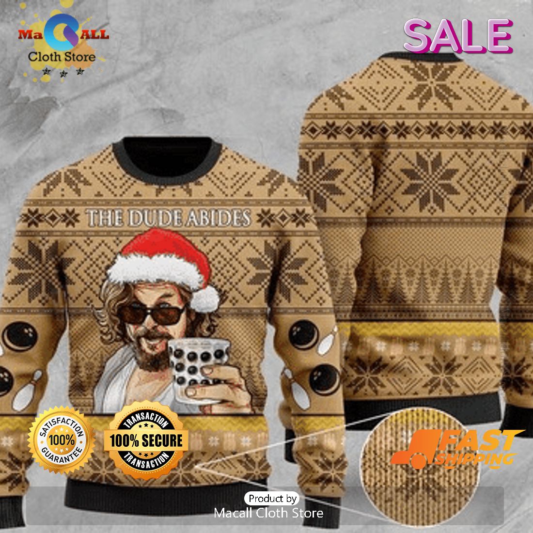 Lebowski Series Drink Ugly Christmas Sweater, Gift For Fandom