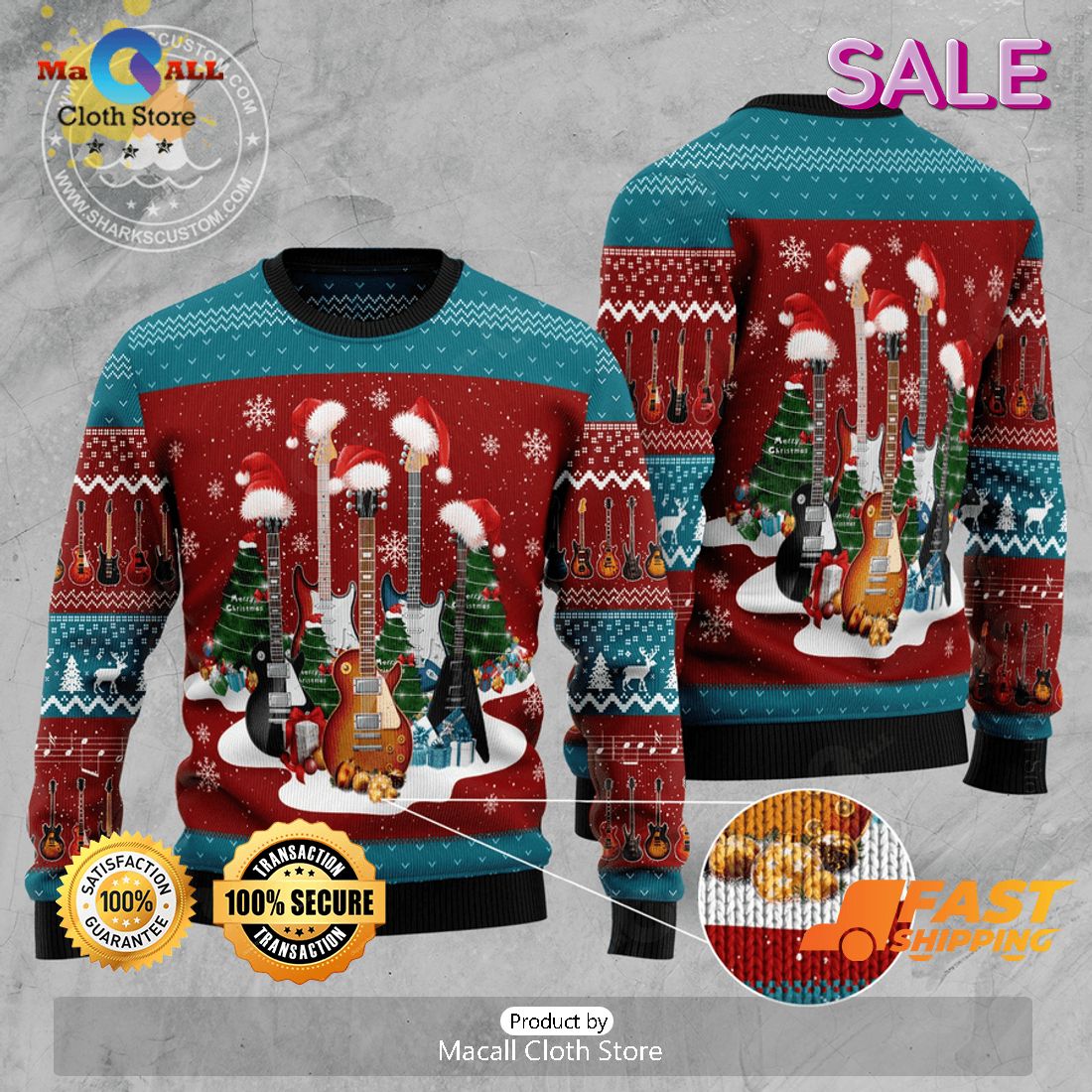 Pink Floyd Music Guitars Ugly Christmas Sweater, Fandom Gifts Pink Floyd Music Guitars Ugly Christmas Sweater, Fandom Gifts