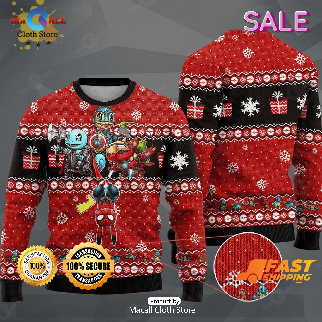 Spiderman Marvel Poke Ugly Christmas Sweater, Fandom Gifts Spiderman Marvel Poke Ugly Christmas Sweater, Fandom Gifts