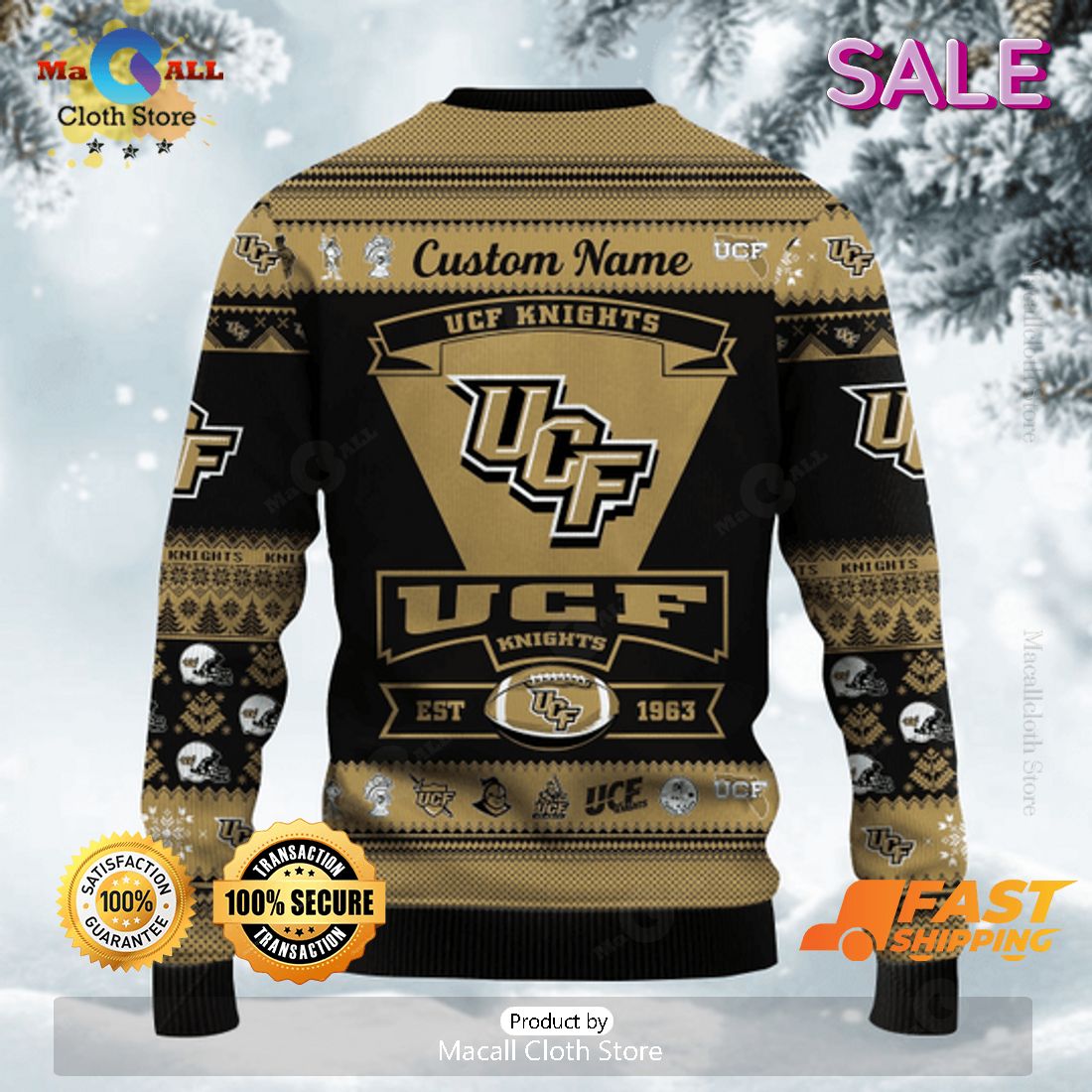 UCF Knights NCAA Custom Name Ugly Christmas Sweater, Fandom Gifts