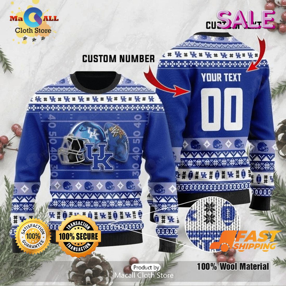 Personalized Kentucky Wildcats NCAA Ugly Christmas Sweater, Fandom Gifts Ideas
