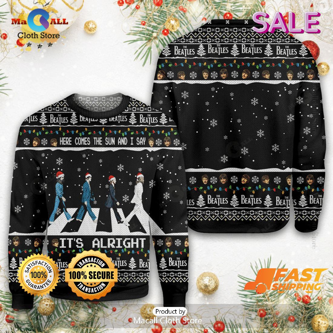The Beatles Music It's Alright Ugly Christmas Sweater, Fandom Gifts Ideas The Beatles Music It's Alright Ugly Christmas Sweater, Fandom Gifts Ideas