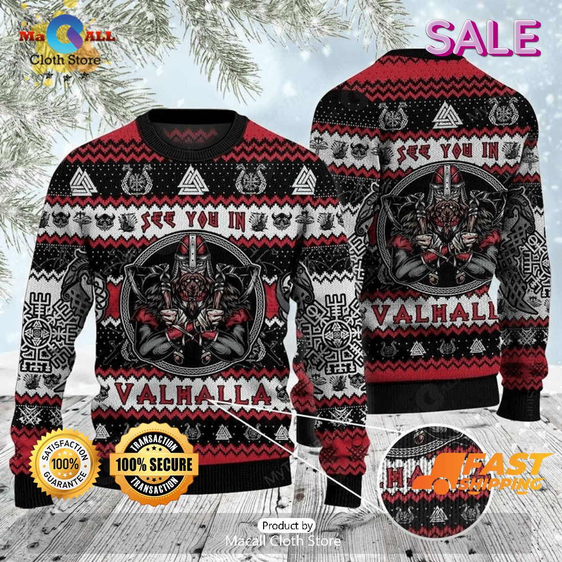 Vikings Series Valhallala ver7 Ugly Christmas Sweater, Fandom Gifts Ideas Vikings Series Valhallala ver7 Ugly Christmas Sweater, Fandom Gifts Ideas