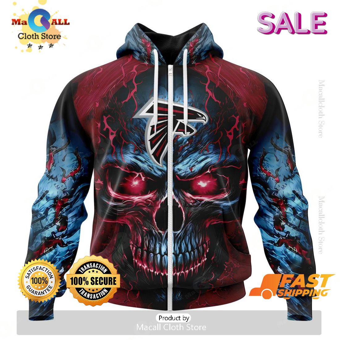 NFL Atlanta Falcons Personalized Special Design With Skull Art Hoodie 3D