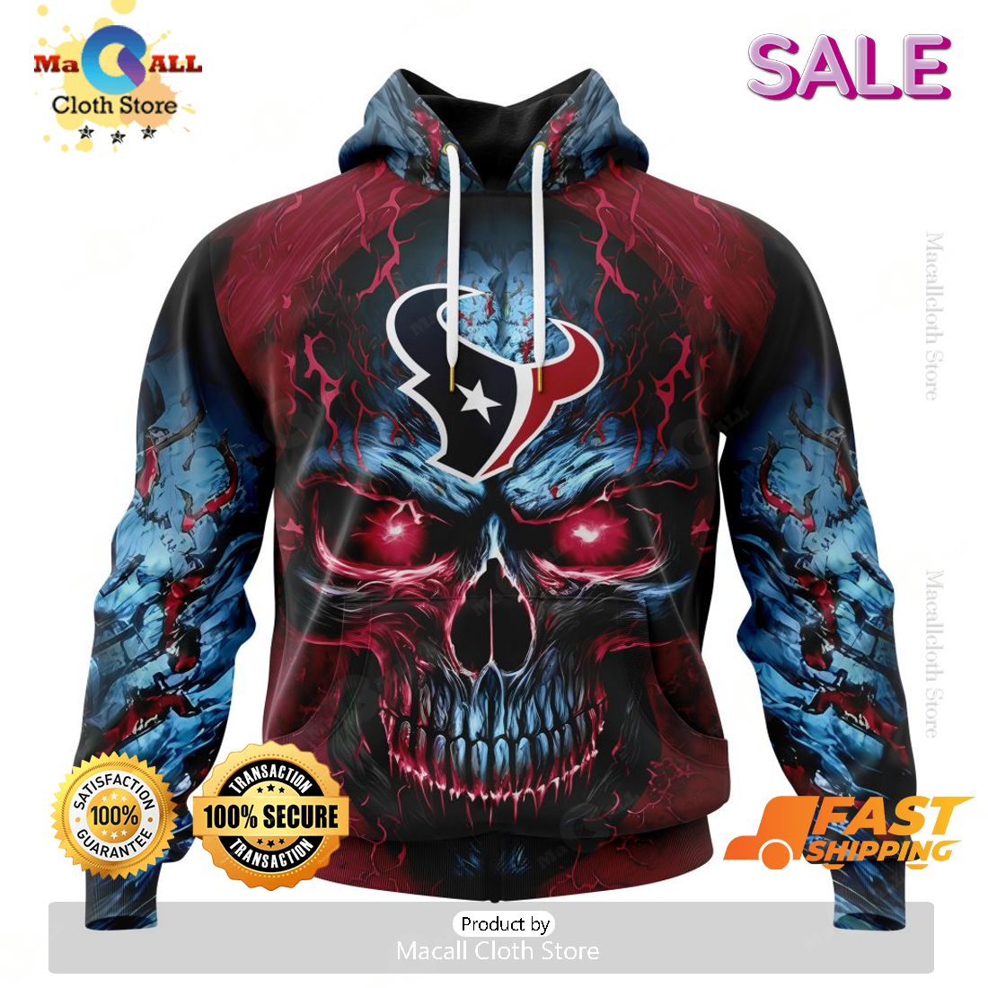 NFL Houston Texans Personalized Special Design With Skull Art Hoodie 3D NFL Houston Texans Personalized Special Design With Skull Art Hoodie 3D