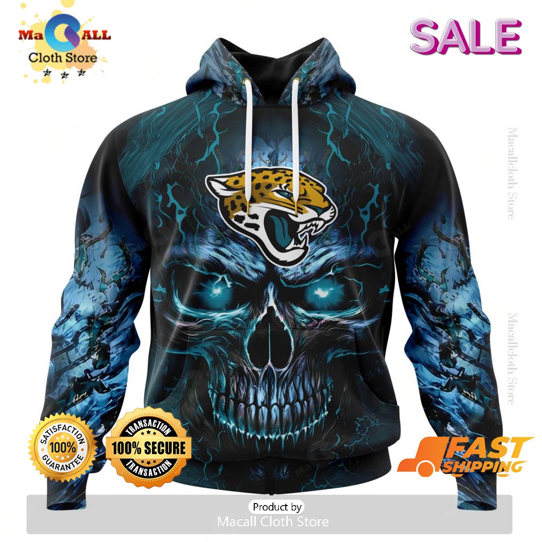 NFL Jacksonville Jaguars Personalized Special Design With Skull Art Hoodie 3D NFL Jacksonville Jaguars Personalized Special Design With Skull Art Hoodie 3D