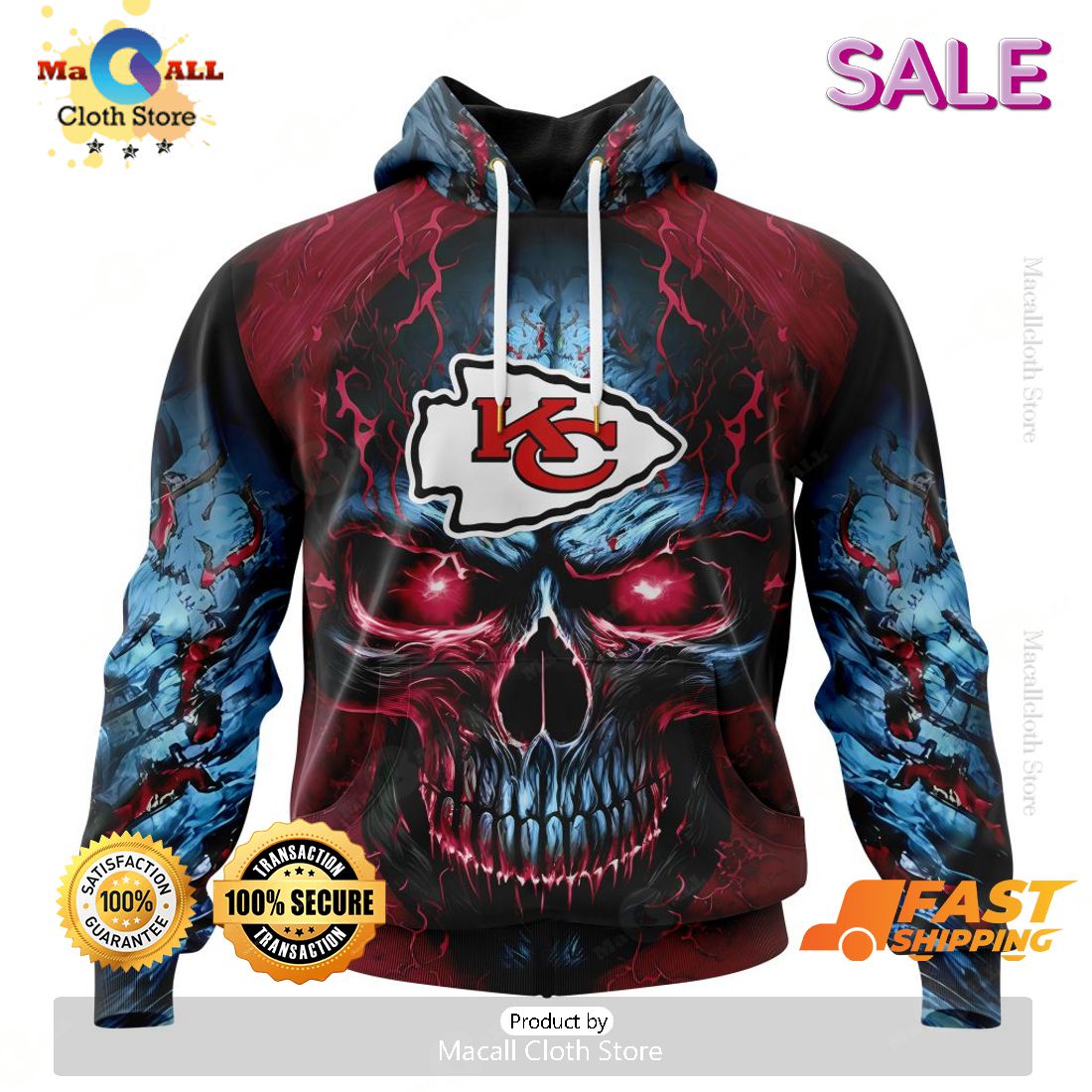 NFL Kansas City Chiefs Personalized Special Design With Skull Art Hoodie 3D NFL Kansas City Chiefs Personalized Special Design With Skull Art Hoodie 3D