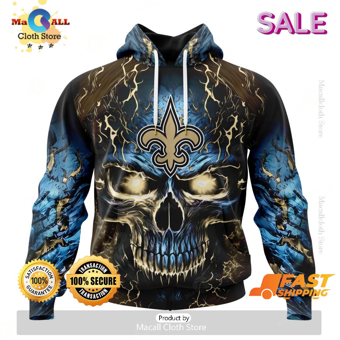 NFL New Orleans Saints Personalized Special Design With Skull Art Hoodie 3D NFL New Orleans Saints Personalized Special Design With Skull Art Hoodie 3D
