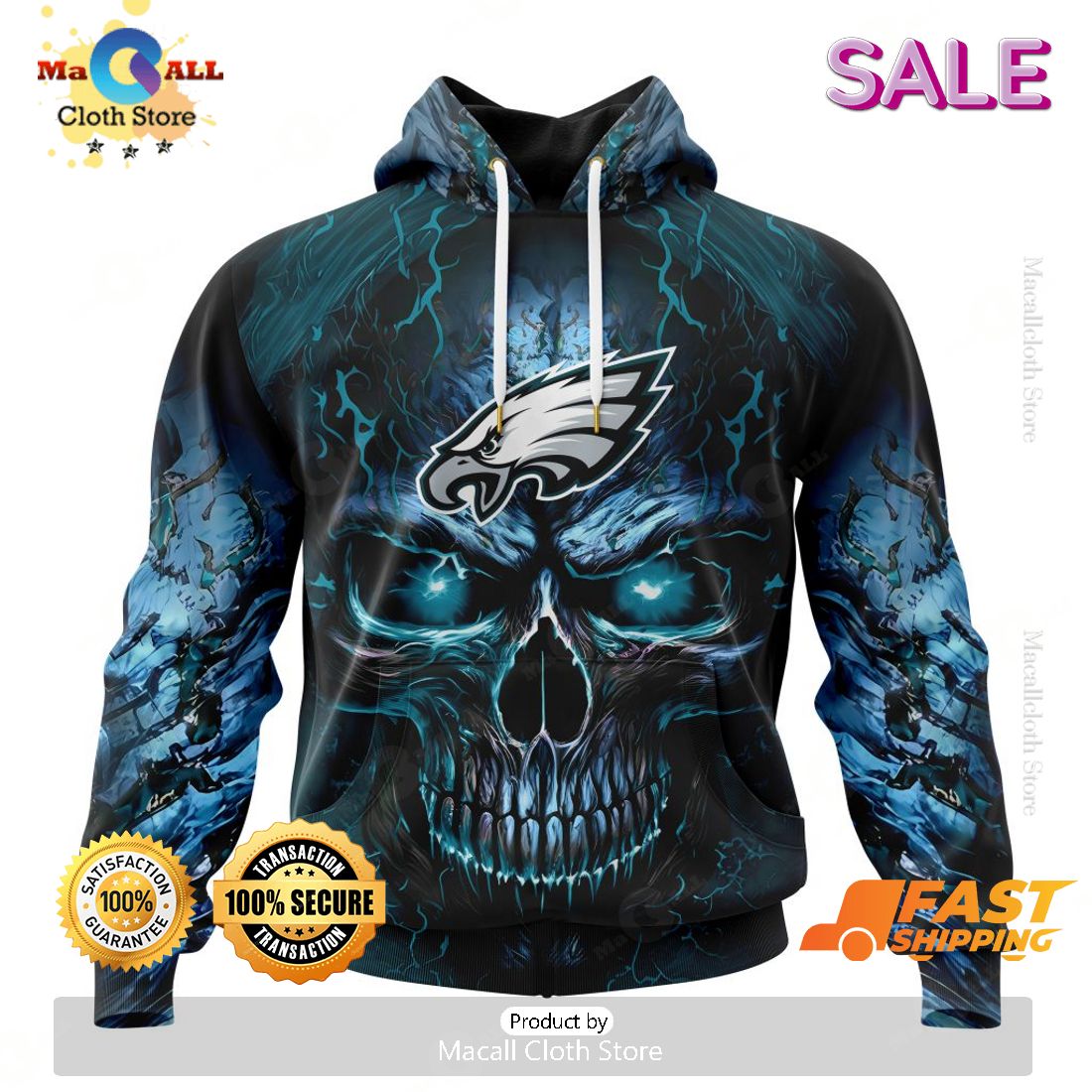 NFL Philadelphia Eagles Personalized Special Design With Skull Art Hoodie 3D