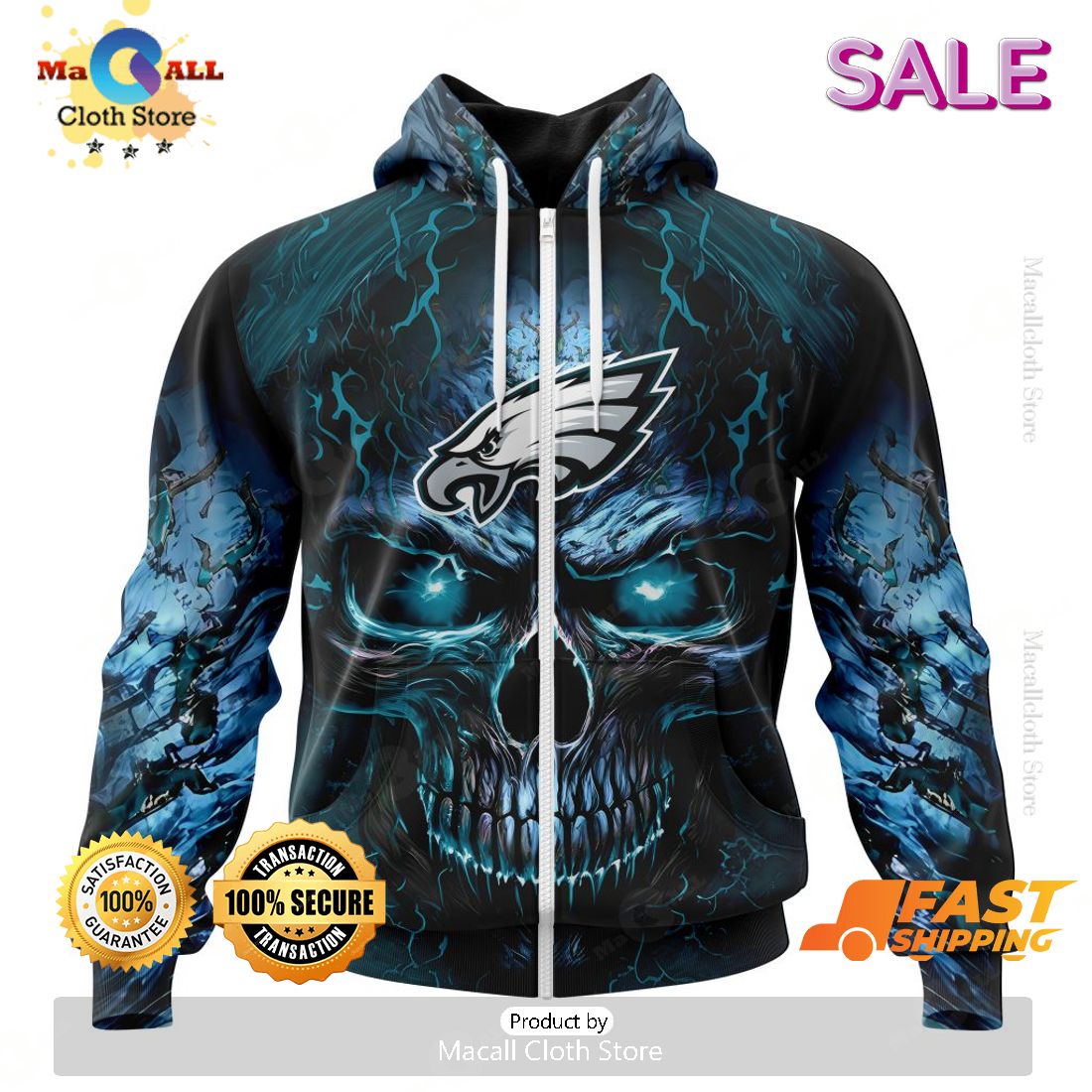 NFL Philadelphia Eagles Personalized Special Design With Skull Art Hoodie 3D