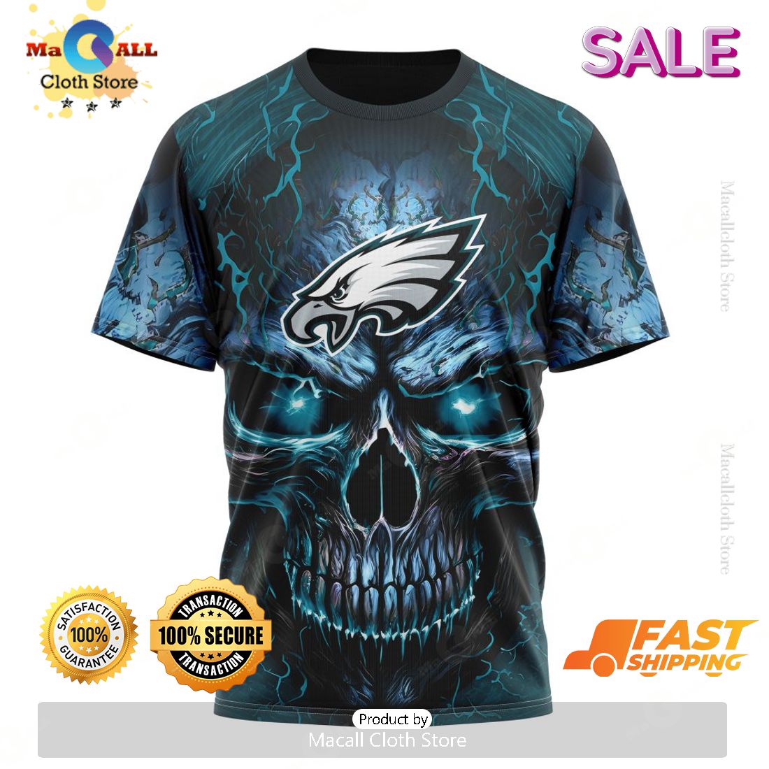 NFL Philadelphia Eagles Personalized Special Design With Skull Art Hoodie 3D NFL Philadelphia Eagles Personalized Special Design With Skull Art Hoodie 3D