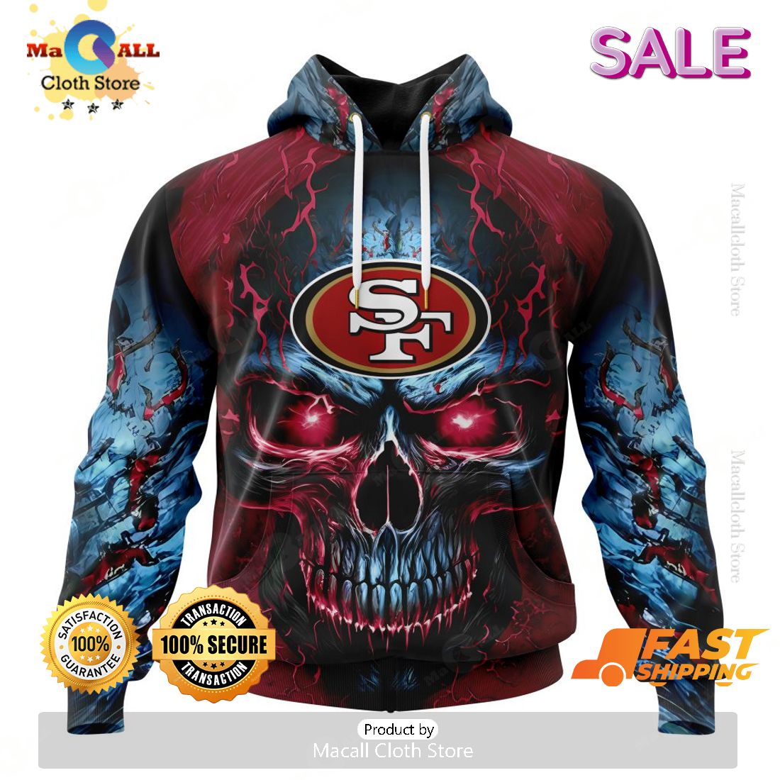 NFL San Francisco 49ers Personalized Special Design With Skull Art Hoodie 3D
