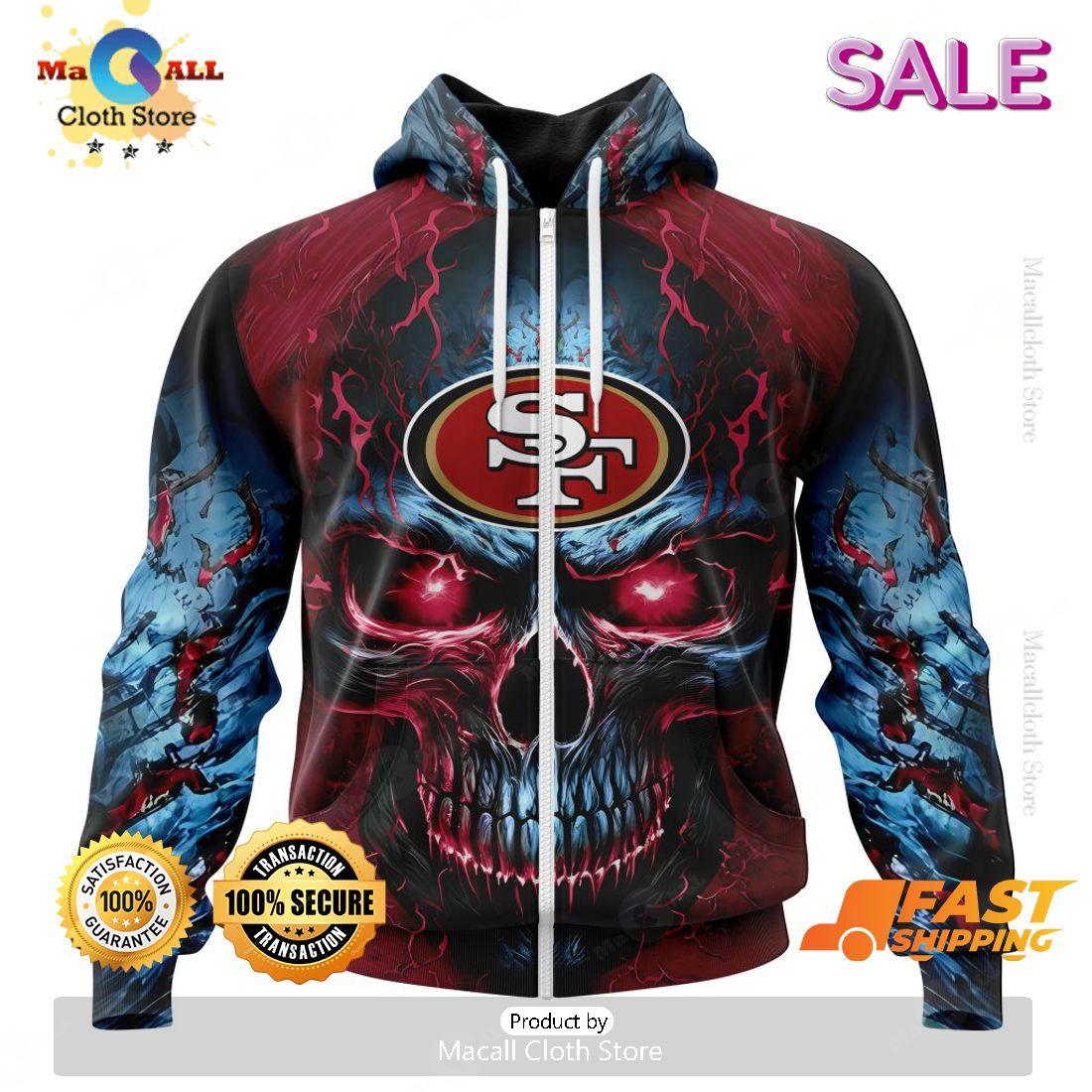 NFL San Francisco 49ers Personalized Special Design With Skull Art Hoodie 3D